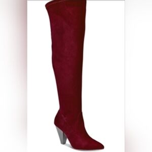 NWT Zigi Soho Sarila Solid Pointed Toe Thigh-High Boots Burgundy Red Size 9
